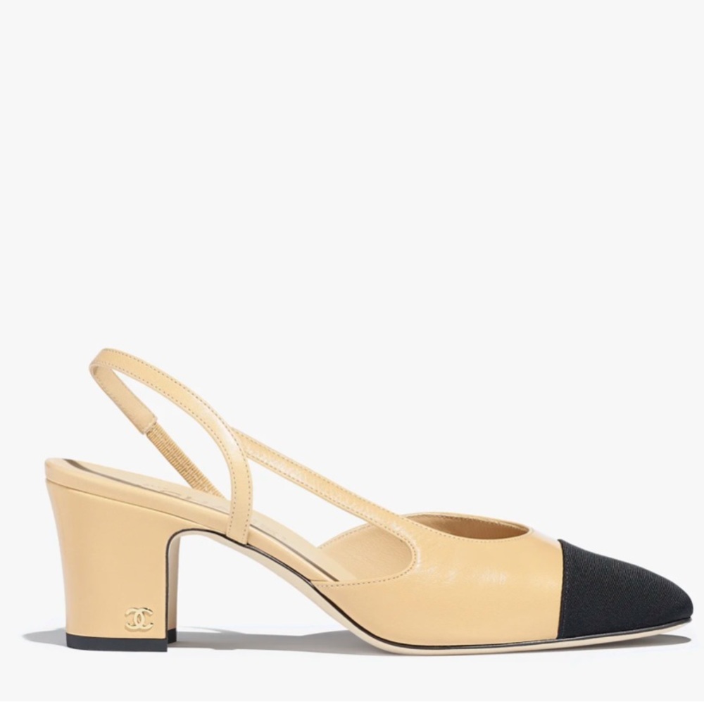 NWT Authentic Chanel two tone sling backs in size 36.5 (US 6.5).